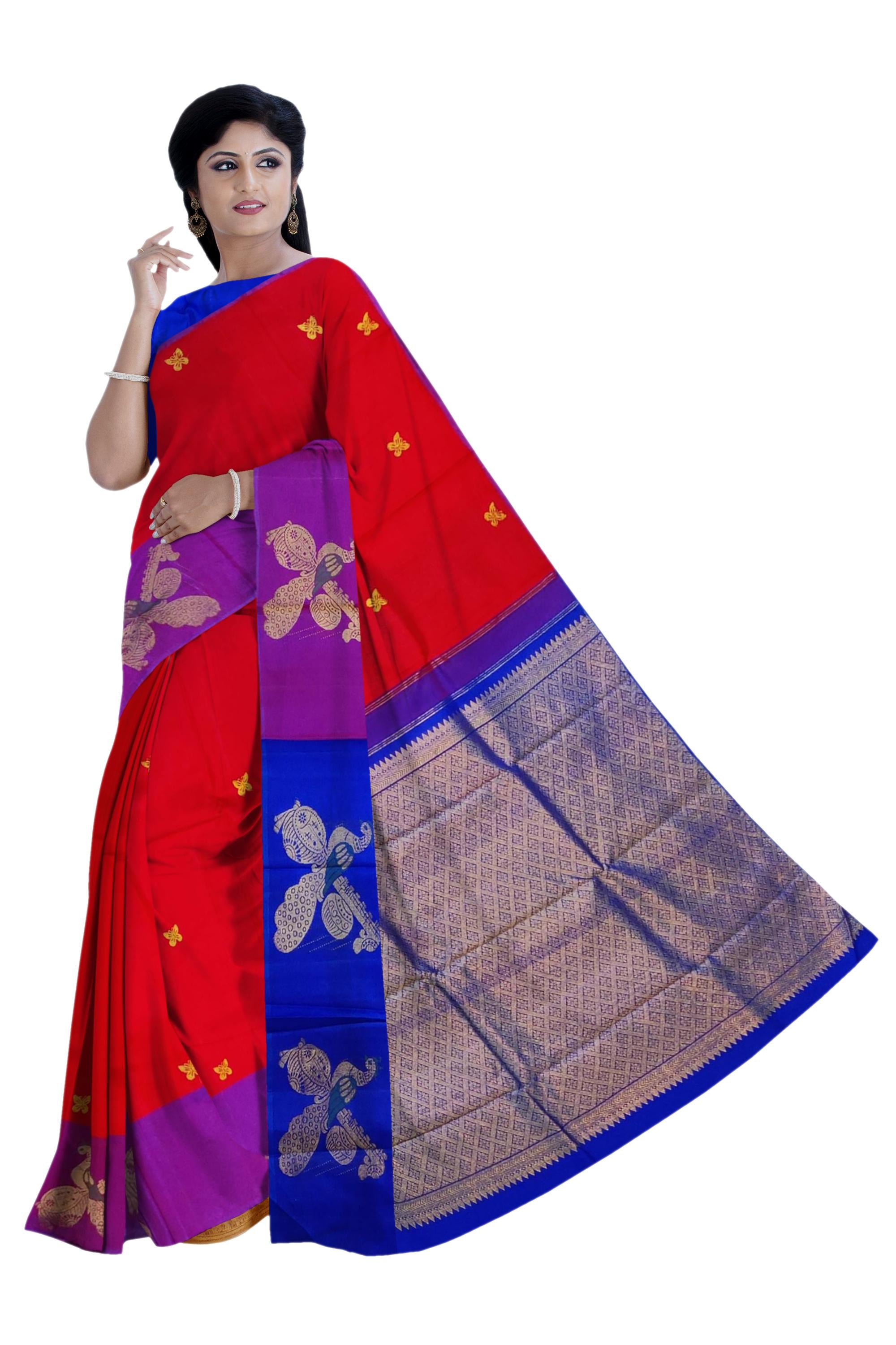 36288 Pure Silk 6.20 mtrs, Purple Shot color Annam Big Border with Arakku Body with Blouse