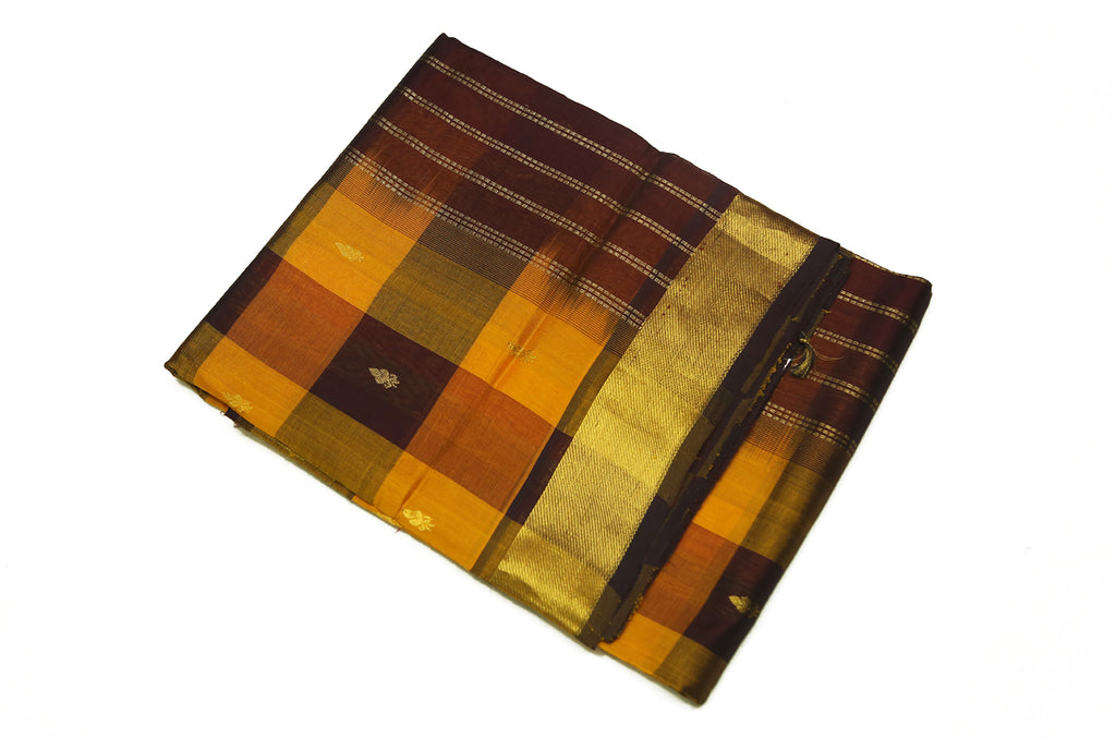 6014 Black, Mustard, Orange Checks with Self Border