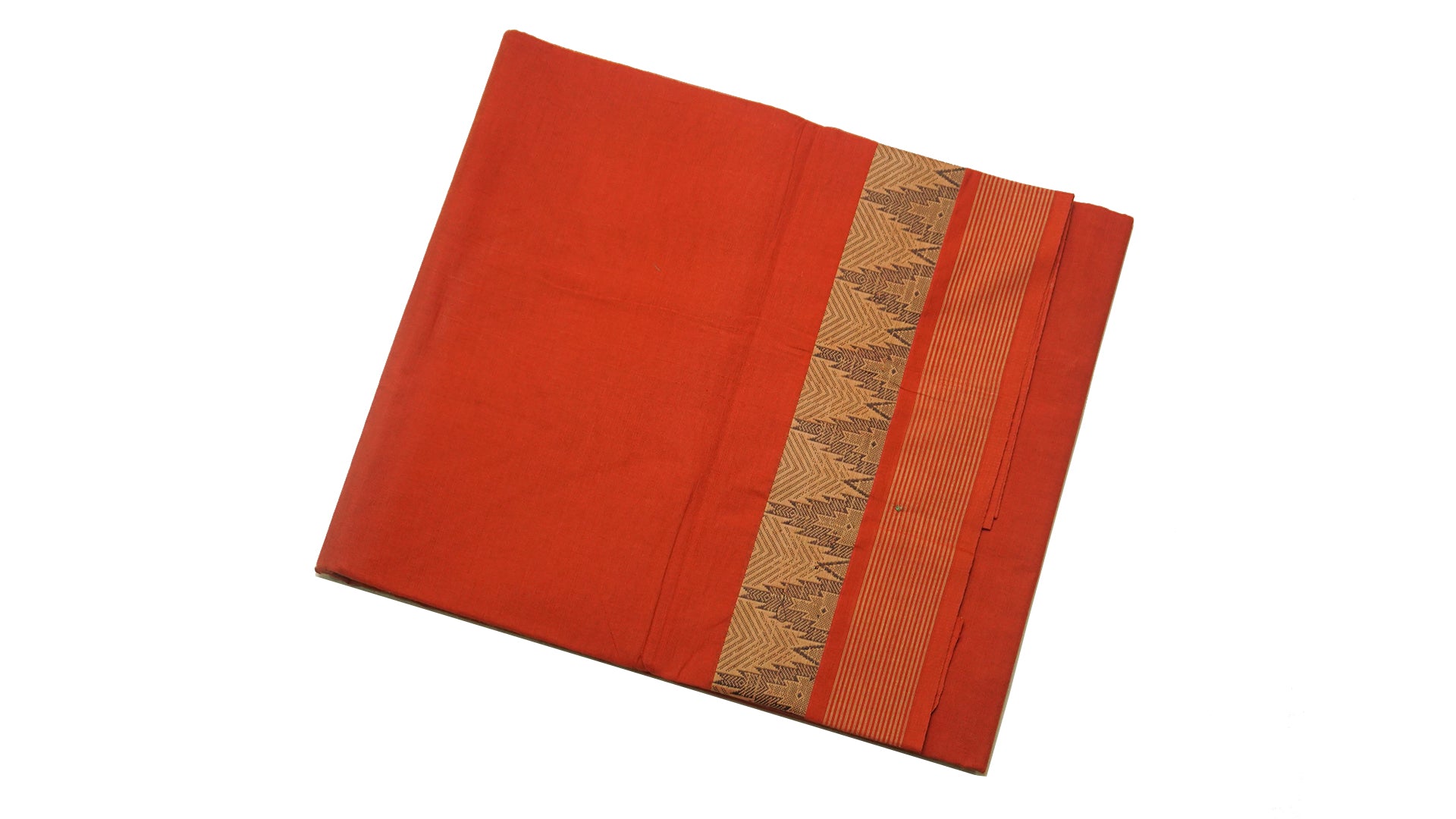 39433 Pure Cotton Saree thread temple border Rust โ Varadarams Silks