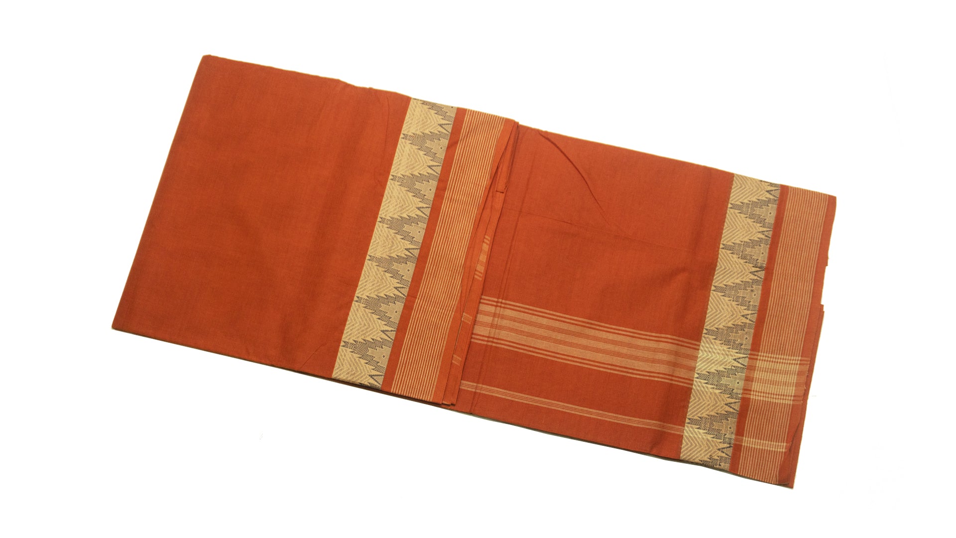 39433  Pure Cotton Saree thread temple border Rust