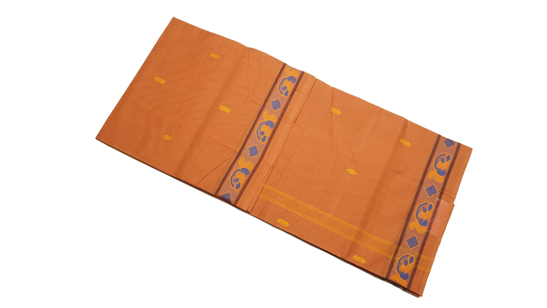 39466  Pure Cotton Saree narrow border with body buttis Sandalwood