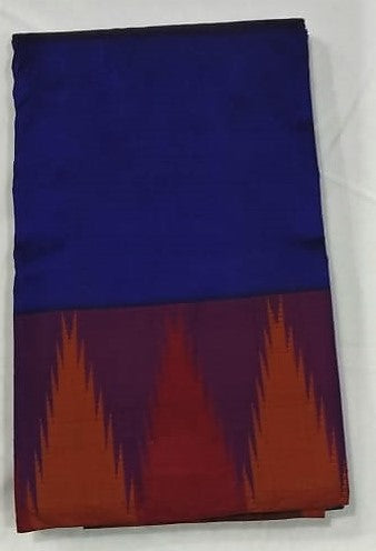 33042  Pure Silk big temple border Violet Silk multi border Blue body with rich pallu