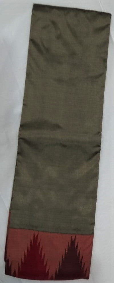 33040 Pure Silk big temple border Arakku Silk multi border Grey body with rich pallu