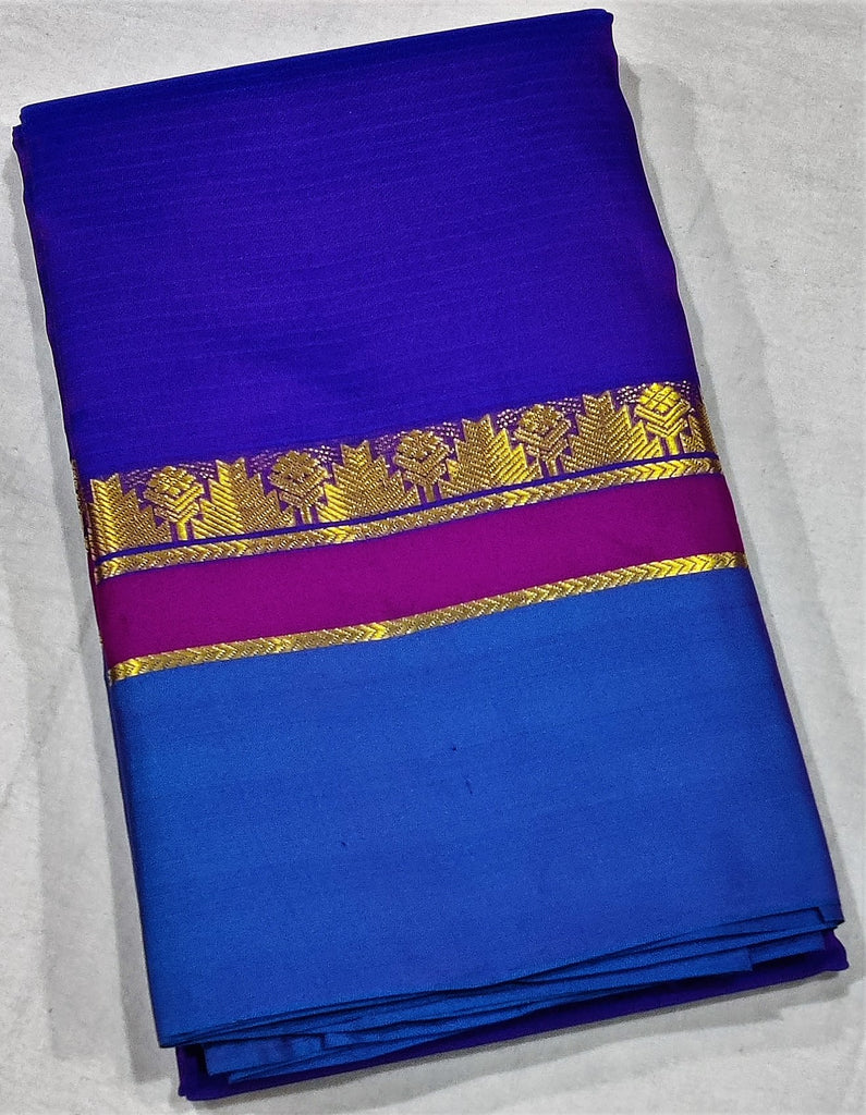 17237  Pure Silk Ananda Blue and Violet  border with Blue  body