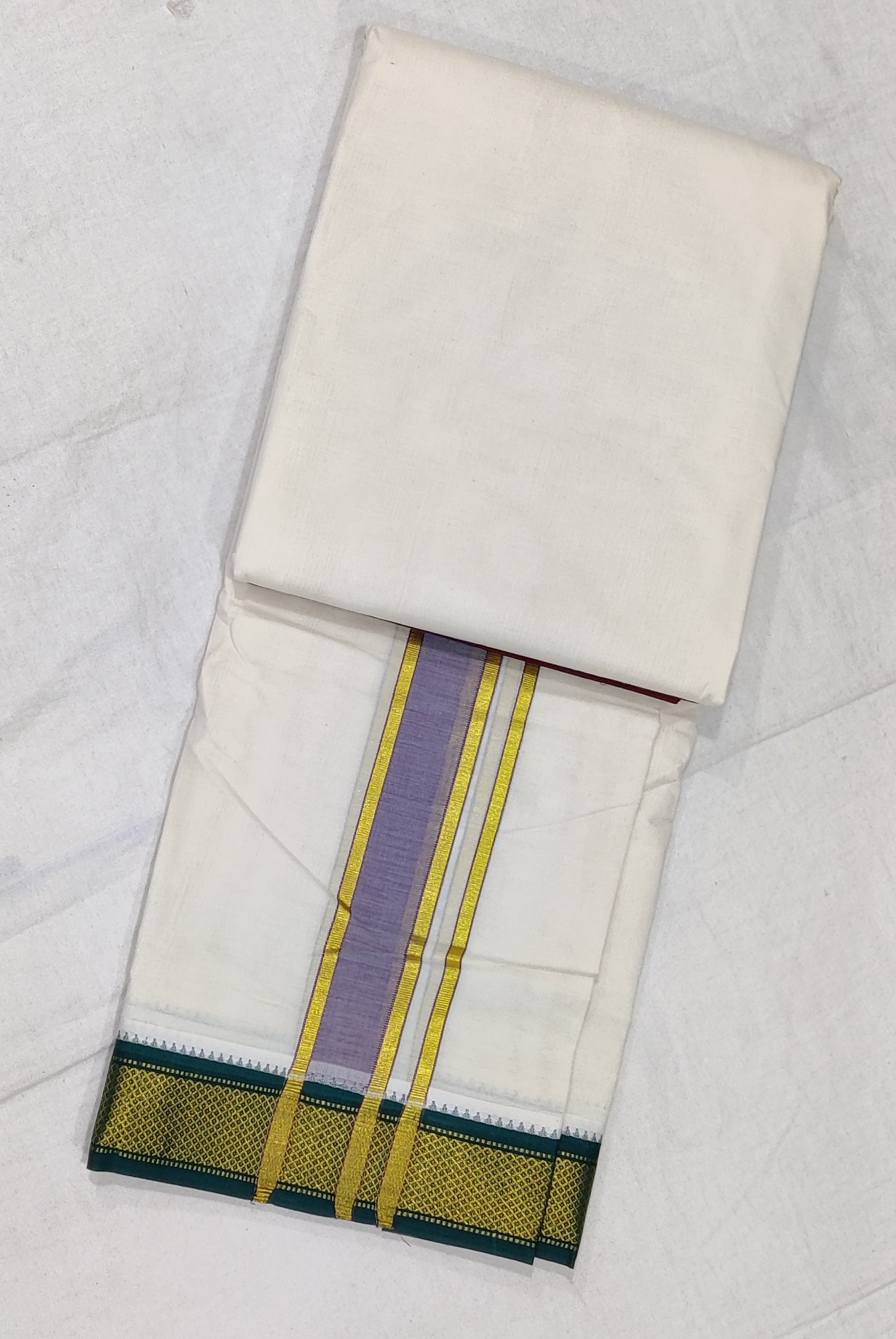 50000   9 x 5 Cotton Dhoti Mayilkann for Auspicious occasions