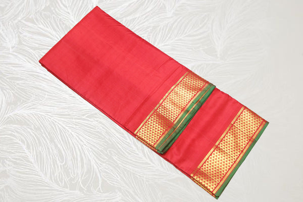 9    9 Yards Pure Silk Saree Contrast border self Pallu Arakku Koorai Bridal Saree