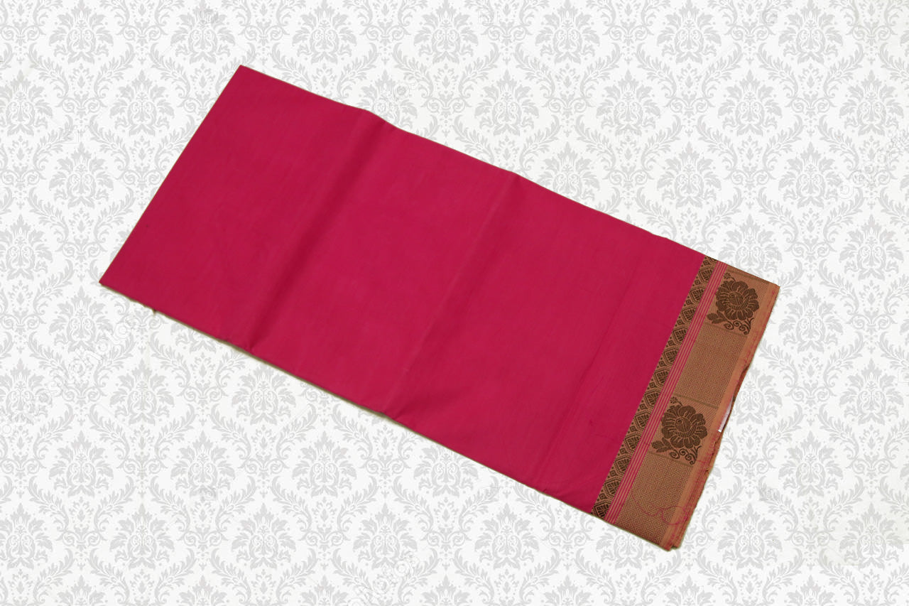 39440  Pure Cotton Saree Pink with Self border and Pallu