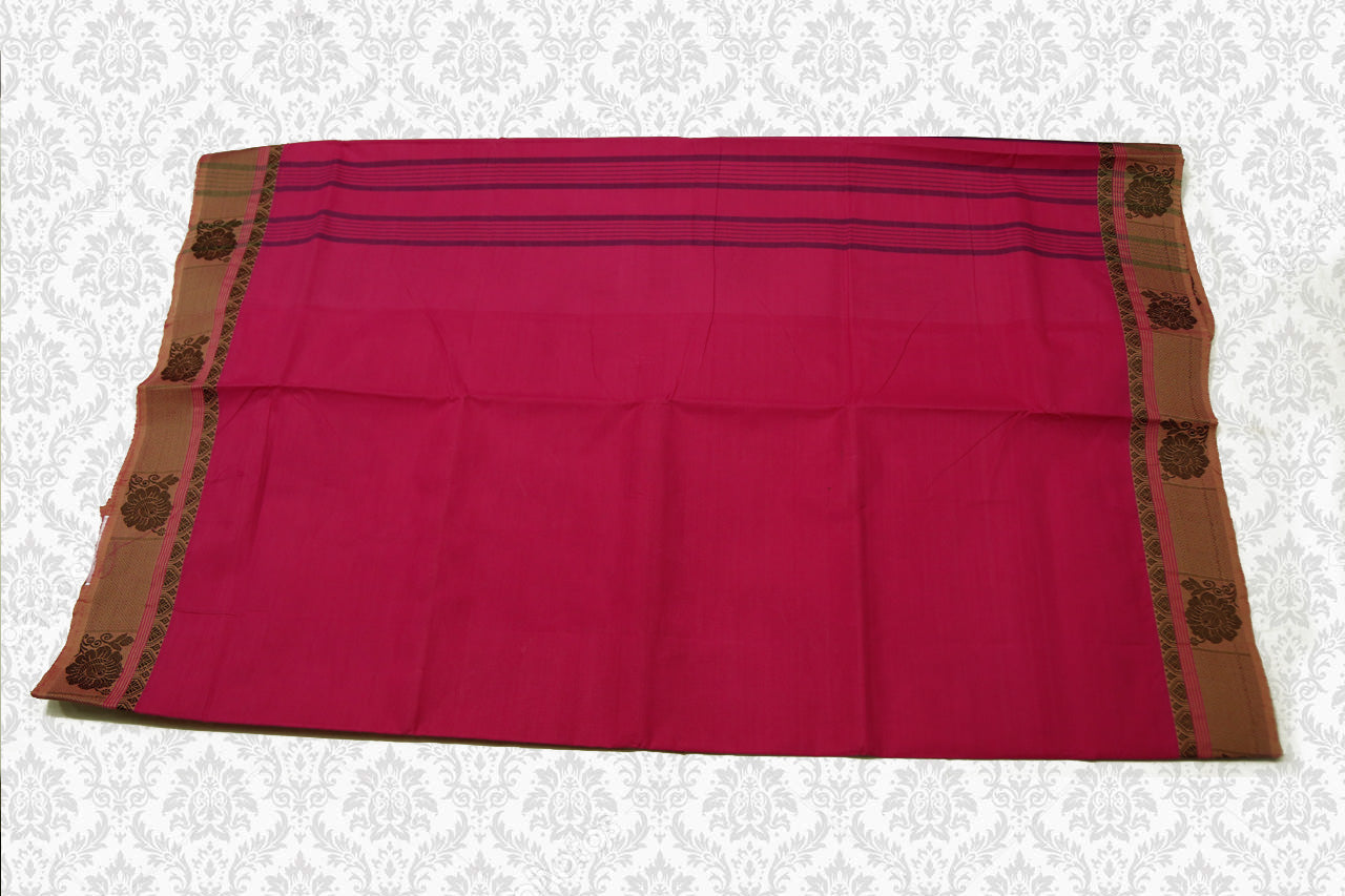 39440  Pure Cotton Saree Pink with Self border and Pallu