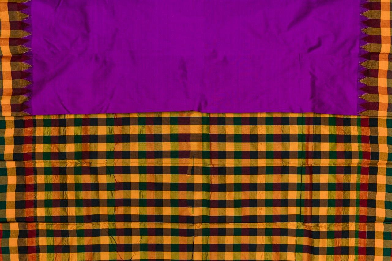 37700 Violet with Multicolour Checks in Mustard, Green and Red